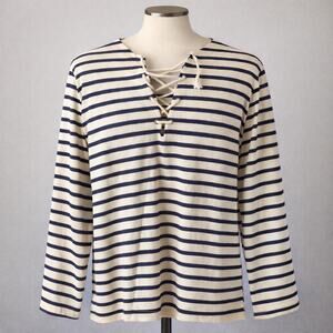 Le Minor France Women’s Striped Pirate Collar Sailor Shirt L